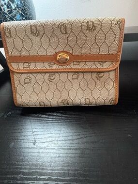 Pristine Vintage Christian Dior Honeycomb Canvas Convertible Clutch/Crossbody